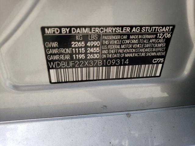 WDBUF22X37B109314 - 2007 MERCEDES-BENZ E 320 CDI SILVER photo 12