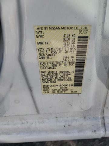 1N6BF0KY3HN805058 - 2017 NISSAN NV 1500 S WHITE photo 13