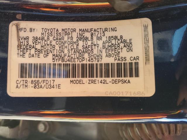 5YFBU4EE7DP145797 - 2013 TOYOTA COROLLA BASE BLUE photo 13