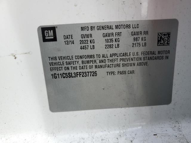 1G11C5SL3FF237726 - 2015 CHEVROLET MALIBU 1LT WHITE photo 12