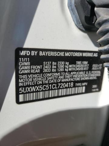 5UXWX5C51CL720418 - 2012 BMW X3 XDRIVE28I WHITE photo 13