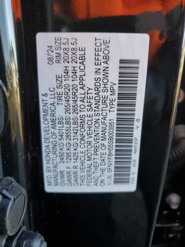 5FNYF8H55SB003951 - 2025 HONDA PASSPORT EXL BLACK photo 13