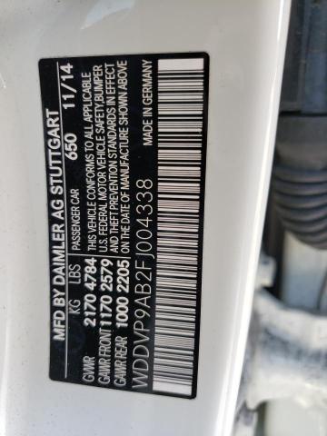 WDDVP9AB2FJ004338 - 2015 MERCEDES-BENZ B ELECTRIC WHITE photo 12