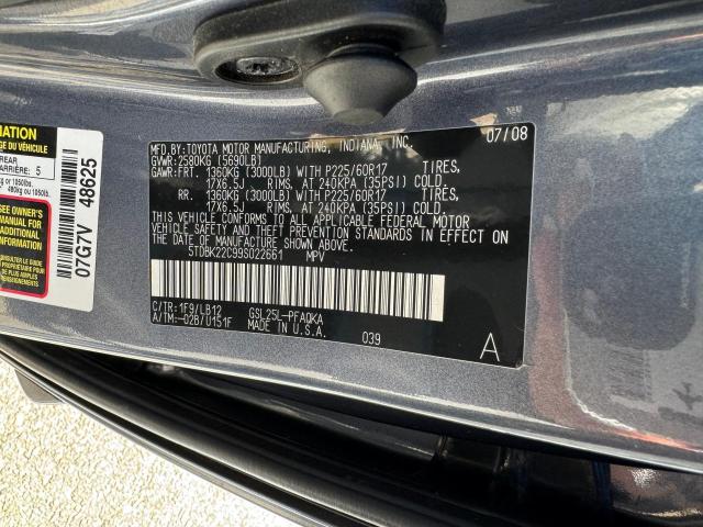 5TDBK22C99S022661 - 2009 TOYOTA SIENNA XLE GRAY photo 10