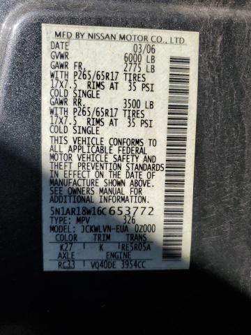 5N1AR18W16C653772 - 2006 NISSAN PATHFINDER LE ნაცრისფერი ფოტო 13