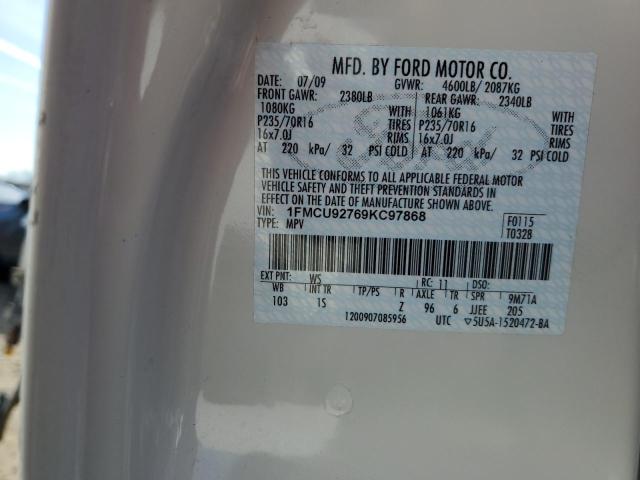 1FMCU92769KC97868 - 2009 FORD ESCAPE XLS WHITE photo 14