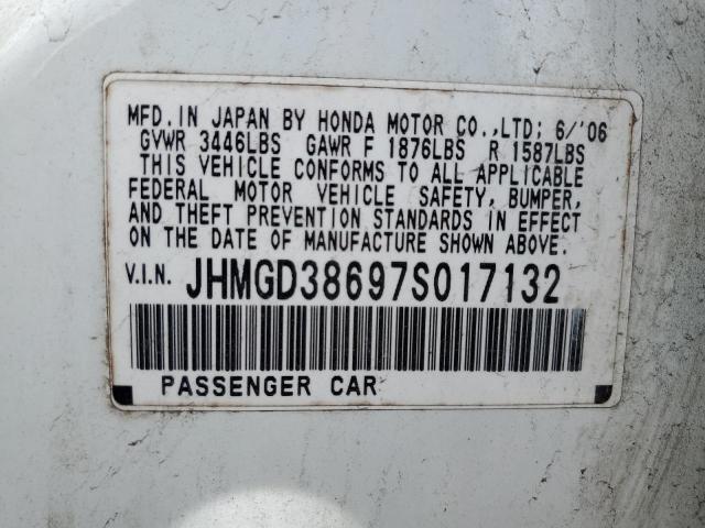 JHMGD38697S017132 - 2007 HONDA FIT S 白色 照片 12