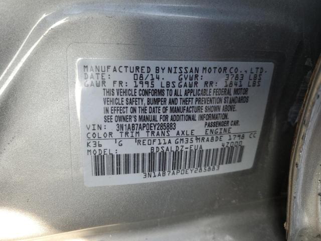 3N1AB7AP0EY285883 - 2014 NISSAN SENTRA S GRAY photo 12