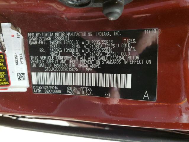 5TDJK3DC6BS015025 - 2011 TOYOTA SIENNA LE RED photo 13