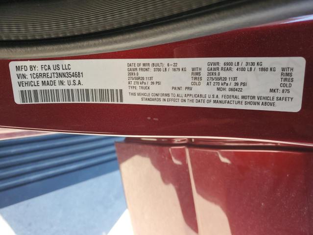 1C6RREJT3NN354681 - 2022 RAM 1500 LARAMIE MAROON photo 13