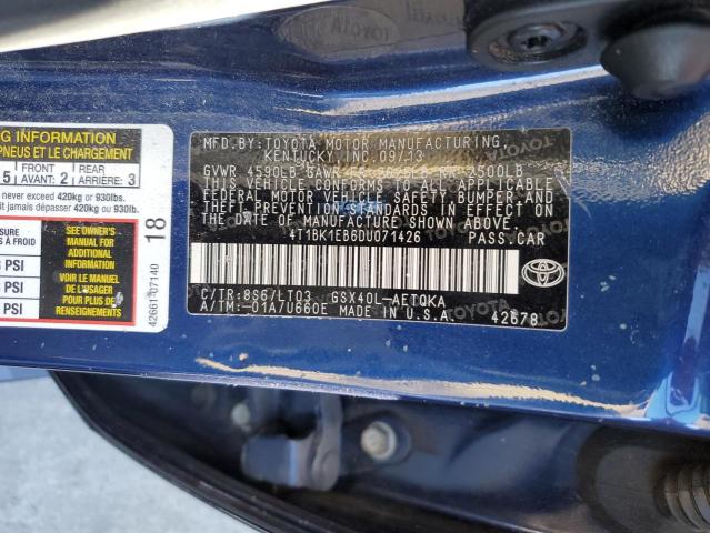 4T1BK1EB6DU071426 - 2013 TOYOTA AVALON BASE 蓝色 照片 12