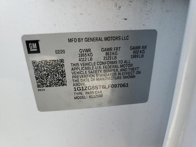 1G1ZG5ST6LF097061 - 2020 CHEVROLET MALIBU RS 白色 照片 12