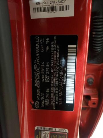 5NPLL4AG6MH050725 - 2021 HYUNDAI ELANTRA SE RED photo 12