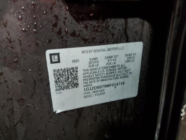 1G1ZD5ST9MF014734 - 2021 CHEVROLET MALIBU LT MAROON photo 12