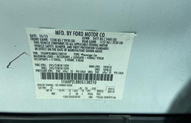 1FAHP2L88EG138210 - 2014 FORD TAURUS POLICE INTERCEPTOR WHITE photo 10