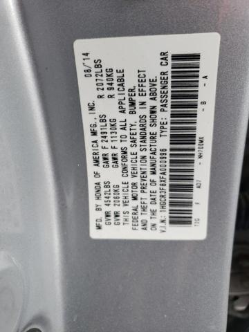 1HGCR3F8XFA000996 - 2015 HONDA ACCORD EXL SILVER photo 12