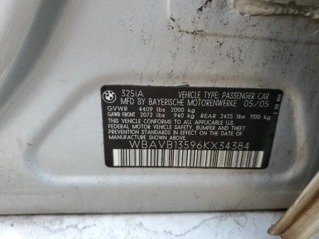 WBAVB13596KX34384 - 2006 BMW 3 SERIES I Արծաթագույն լուսանկար 12