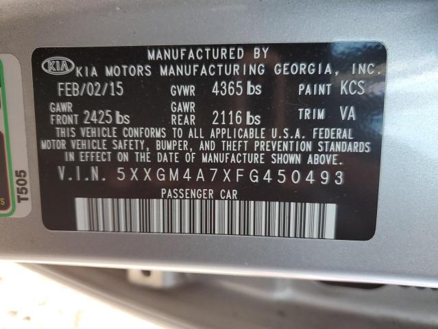 5XXGM4A7XFG450493 - 2015 KIA OPTIMA LX SILVER photo 12