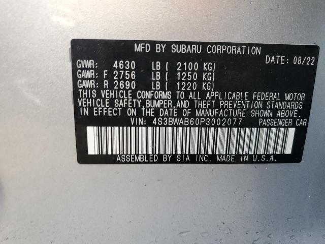 4S3BWAB60P3002077 - 2023 SUBARU LEGACY SILVER photo 13