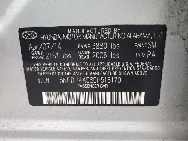 5NPDH4AE8EH518170 - 2014 HYUNDAI ELANTRA SE SILVER photo 12