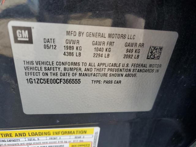 1G1ZC5E00CF366555 - 2012 CHEVROLET MALIBU 1LT 黑色 照片 12