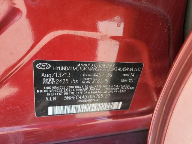 5NPEC4AB4DH795129 - 2013 HYUNDAI SONATA SE RED photo 12