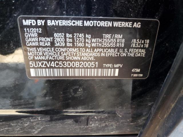 5UXZV4C53D0B20051 - 2013 BMW X5 XDRIVE35I BLACK photo 13