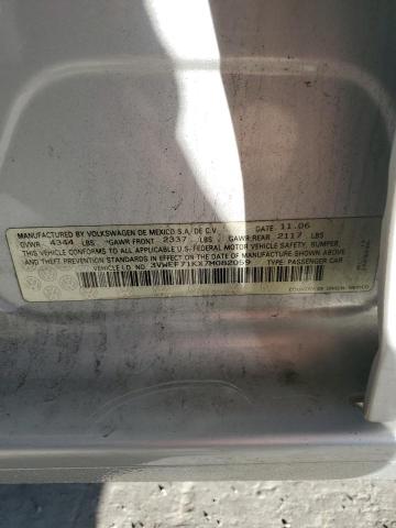 3VWEF71KX7M082059 - 2007 VOLKSWAGEN JETTA WOLFSBURG ვერცხლისფერი ფოტო 12