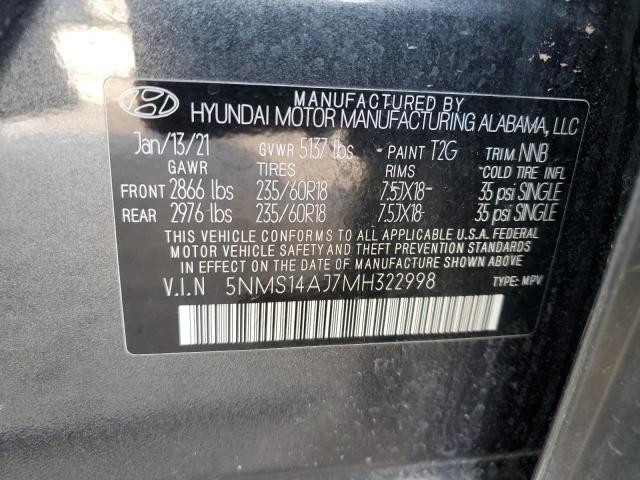 5NMS14AJ7MH322998 - 2021 HYUNDAI SANTA FE SE GRAY photo 13