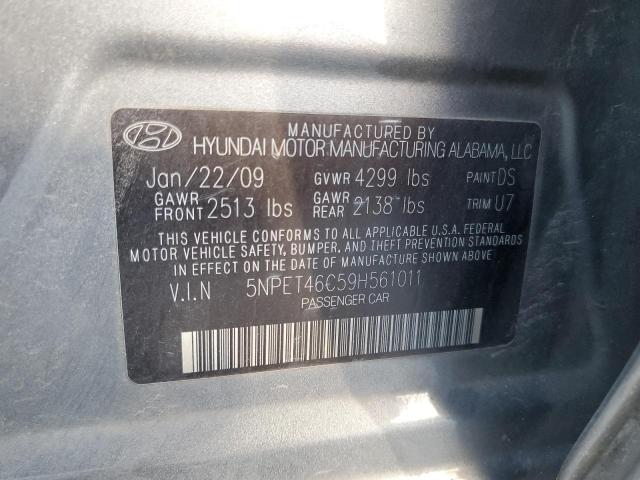 5NPET46C59H561011 - 2009 HYUNDAI SONATA GLS CHARCOAL photo 12