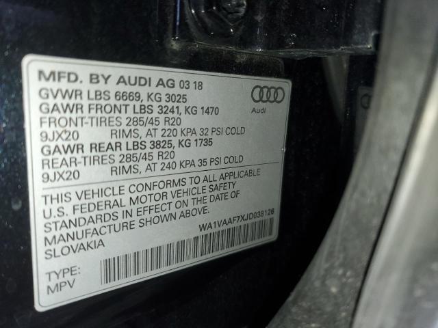 WA1VAAF7XJD038126 - 2018 AUDI Q7 PRESTIGE 黑色 照片 13