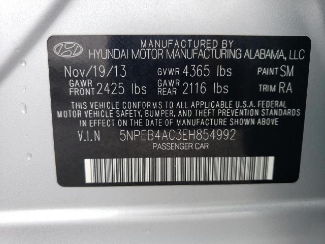 5NPEB4AC3EH854992 - 2014 HYUNDAI SONATA GLS SILVER photo 12