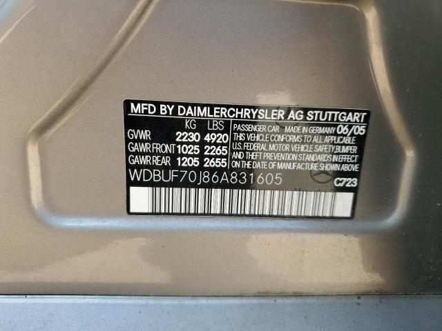 WDBUF70J86A831605 - 2006 MERCEDES-BENZ E 500 SILVER photo 12