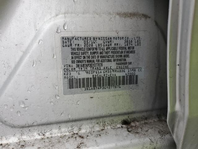 3N1AB7AP3GY277876 - 2016 NISSAN SENTRA S SILVER photo 12