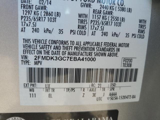 2FMDK3GC7EBA41000 - 2014 FORD EDGE SE SILVER photo 13