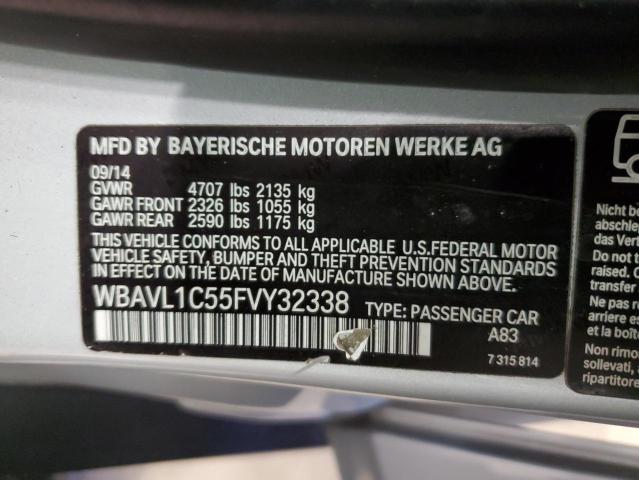 WBAVL1C55FVY32338 - 2015 BMW X1 XDRIVE28I SILVER photo 12