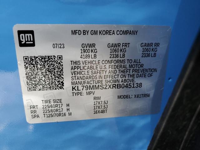 KL79MMS2XRB045138 - 2024 CHEVROLET TRAILBLAZE LS BLUE photo 14