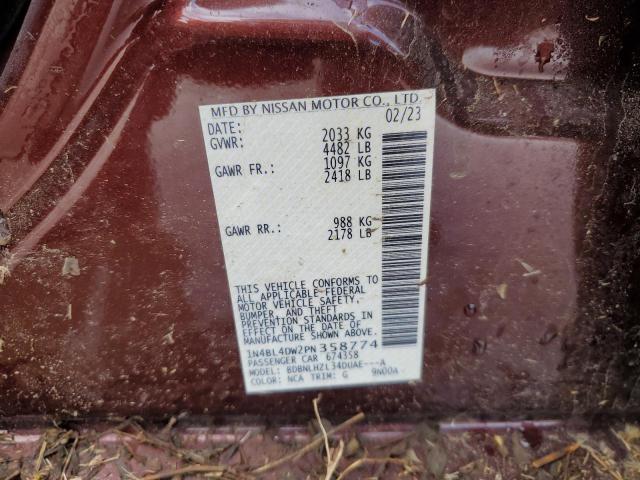 1N4BL4DW2PN358774 - 2023 NISSAN ALTIMA SV MAROON photo 12