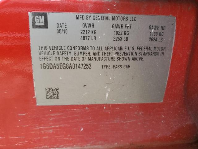 1G6DA5EG8A0147253 - 2010 CADILLAC CTS RED photo 12