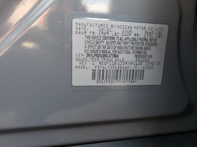 3N1CP5DV3ML477884 - 2021 NISSAN KICKS SR GRAY photo 12