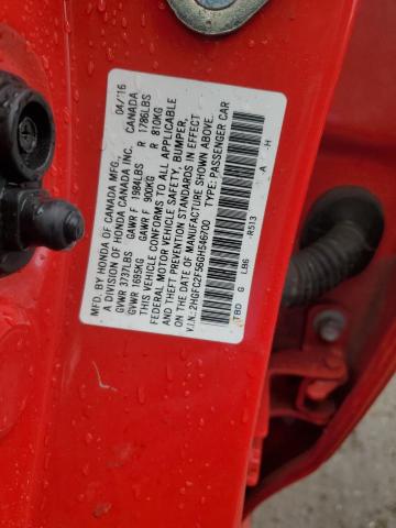 2HGFC2F56GH546700 - 2016 HONDA CIVIC LX RED photo 12