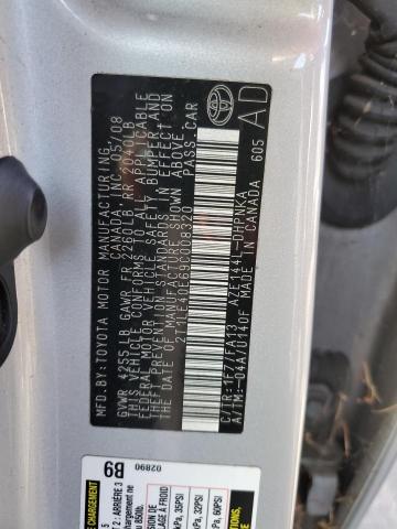 2T1LE40E69C008320 - 2009 TOYOTA MATRIX S Արծաթագույն լուսանկար 12