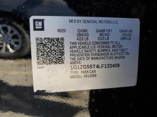 1G1ZG5ST4LF133409 - 2020 CHEVROLET MALIBU RS 黑色 照片 12