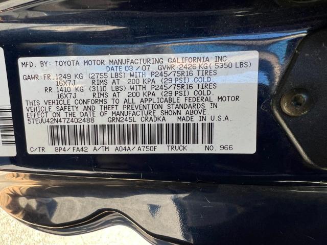 5TEUU42N47Z402488 - 2007 TOYOTA TACOMA ACCESS CAB BLUE photo 10