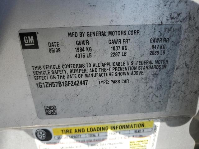 1G1ZH57B19F242447 - 2009 CHEVROLET MALIBU 1LT 银色 照片 12