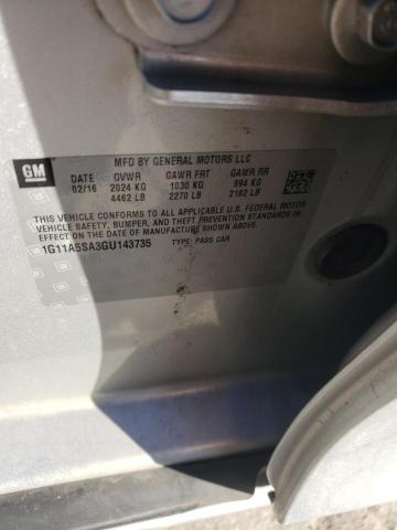 1G11A5SA3GU143735 - 2016 CHEVROLET MALIBU LIM LS ვერცხლისფერი ფოტო 12