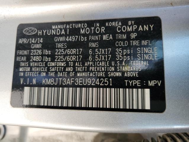 KM8JT3AF3EU924251 - 2014 HYUNDAI TUCSON GLS SILVER photo 13