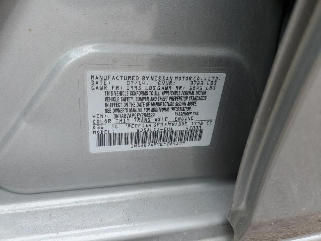 3N1AB7AP9EY284599 - 2014 NISSAN SENTRA S SILVER photo 12