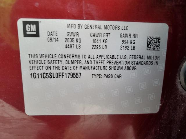 1G11C5SL0FF179557 - 2015 CHEVROLET MALIBU 1LT ბურგუნდია ფოტო 12