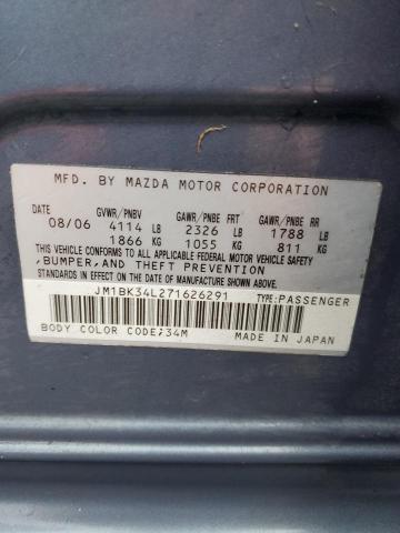 JM1BK34L271626291 - 2007 MAZDA SPEED 3 BLUE photo 12